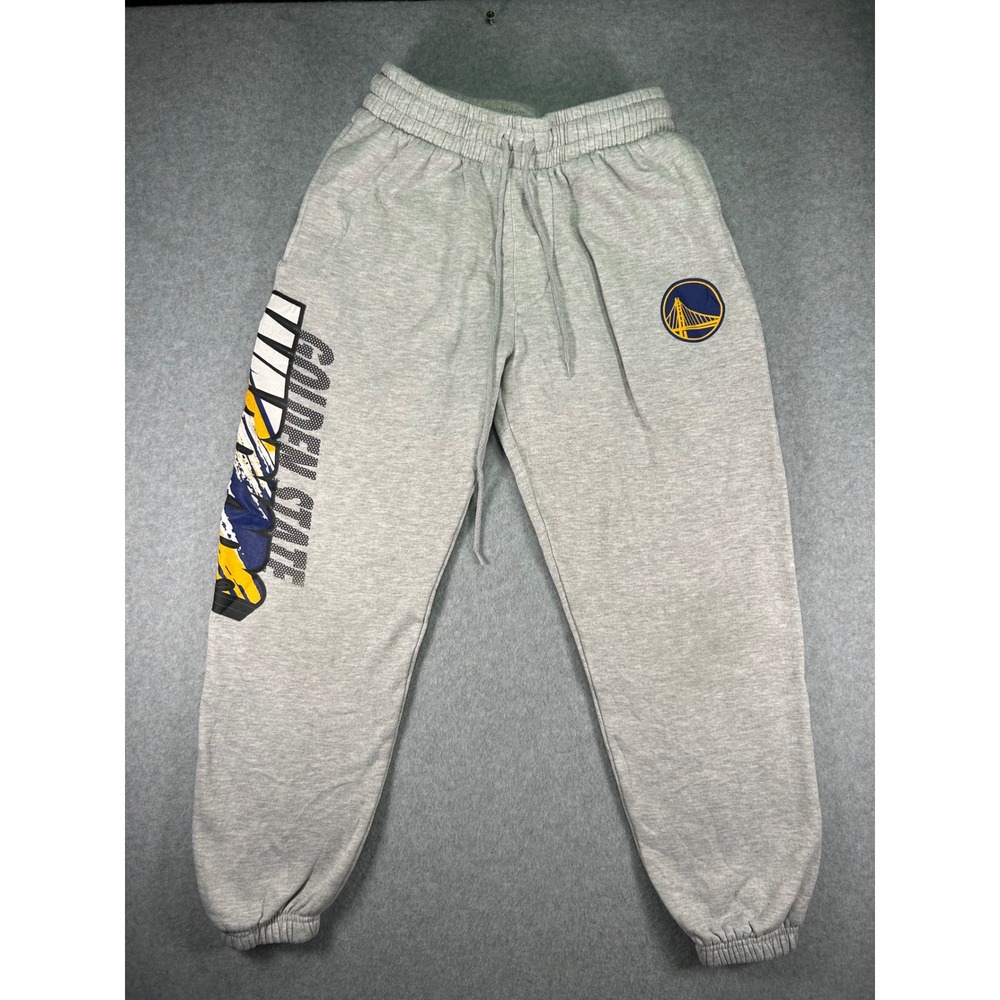 Short* mens NBA Golden State Warriors Joggers Gray Graphic Sweatpants Small 0891